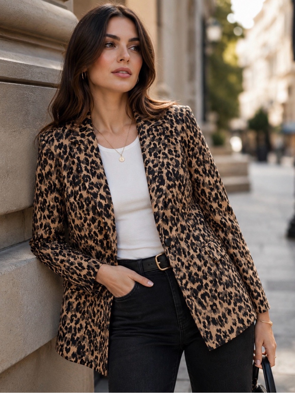 Nordstrom Halogen One Button Leopard Print Blazer